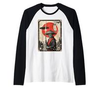 Ukiyo-e Cyberpunk Manga Arte Divertido UFO Alien Samurai Japón Camiseta Manga Raglan