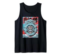 Ukiyo E Cyberpunk Mecha Face Mount Fuji Camiseta sin Mangas