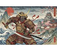 Ukiyo-e de Samurái Japonés Puzzle De Madera 500 Piezas Adultos Y Niños,Reto,Anti-estrés,Deco Pared,Regalo Ideal,Madera,14 Años+,Rompecabezas,Desafío,Relax,Educativo (52x38cm)