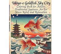 Ukiyo-e Goldfish Sky City Coloring Book for Adults: Traditional Japanese Art for Stress Relief and Relaxation: Japanese Art / Woodblock Print / Stress Relief / Mindfulness / Goldfish Sky City
