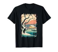 Ukiyo E Invierno Zen Snowfall at The Zen Pavilion Paisaje Camiseta