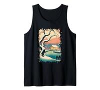 Ukiyo E Invierno Zen Snowfall at The Zen Pavilion Paisaje Camiseta sin Mangas