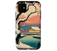 Ukiyo E Invierno Zen Snowfall at The Zen Pavilion Paisaje Carcasa para iPhone 11