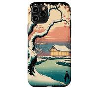 Ukiyo E Invierno Zen Snowfall at The Zen Pavilion Paisaje Carcasa para iPhone 11 Pro