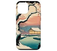 Ukiyo E Invierno Zen Snowfall at The Zen Pavilion Paisaje Carcasa para iPhone 12 Mini