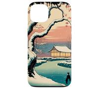Ukiyo E Invierno Zen Snowfall at The Zen Pavilion Paisaje Carcasa para iPhone 13