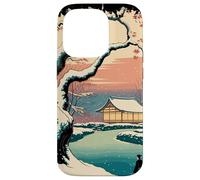 Ukiyo E Invierno Zen Snowfall at The Zen Pavilion Paisaje Carcasa para iPhone 14 Pro