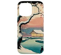 Ukiyo E Invierno Zen Snowfall at The Zen Pavilion Paisaje Carcasa para iPhone 14 Pro MAX
