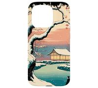 Ukiyo E Invierno Zen Snowfall at The Zen Pavilion Paisaje Carcasa para iPhone 15 Pro