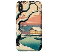 Ukiyo E Invierno Zen Snowfall at The Zen Pavilion Paisaje Carcasa para iPhone X/XS