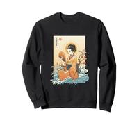 Ukiyo-e Kimono Fan Cherry Blossom Ondas Arte Japonés Sudadera