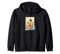 Ukiyo-e Kimono Fan Cherry Blossom Ondas Arte Japonés Sudadera con Capucha