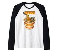 Ukiyo-E Ramen Japanese Retro 90s Mecha Warrior Meka Roboto Camiseta Manga Raglan