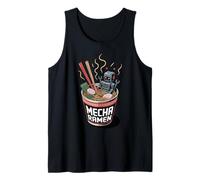 Ukiyo-E Ramen Japanese Retro 90s Mecha Warrior Meka Roboto Camiseta sin Mangas