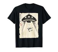 Ukiyo-e Style UFO secuestrando Linda Rana Pintura artística de Tinta Camiseta