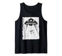 Ukiyo-e Style UFO secuestrando Linda Rana Pintura artística de Tinta Camiseta sin Mangas