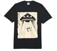 Ukiyo-e Style UFO secuestrando Linda Rana Pintura artística de Tinta Comfort Colors Adult Heavyweight T-Shirt