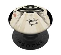 Ukiyo-e Style UFO secuestrando Linda Rana Pintura artística de Tinta PopSockets PopGrip Adhesivo
