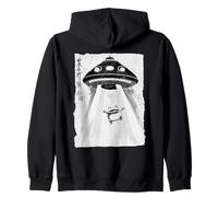 Ukiyo-e Style UFO secuestrando Linda Rana Pintura artística de Tinta Sudadera con Capucha