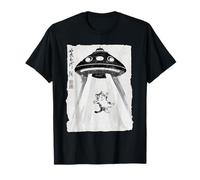 Ukiyo-e Style UFO secuestrando Lindo Gato Pintura Arte Tinta Camiseta