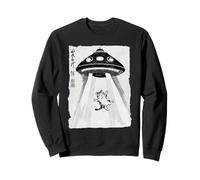 Ukiyo-e Style UFO secuestrando Lindo Gato Pintura Arte Tinta Sudadera