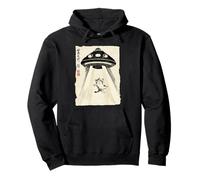 Ukiyo-e Style UFO secuestrando Lindo Gato Pintura Arte Tinta Sudadera con Capucha