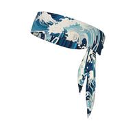 Ukiyo-e Style - Vendaje deportivo con estampado de ondas, adecuado para entusiastas del deporte, fútbol ninja y baloncesto