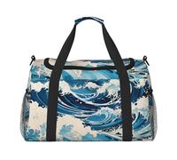 Ukiyo-E Style Waves - Bolsa de viaje de mano, diseño moderno, gran capacidad de almacenamiento, adecuada para viajes de negocios y viajes cortos, color negro, talla única