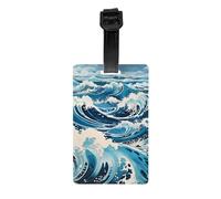 Ukiyo-e Style Waves - Colgador de etiquetas de equipaje que protege la privacidad y es imprescindible para viajes y es duradero