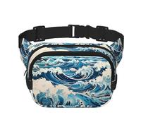 Ukiyo-e Style Waves - Riñonera multifuncional estampada unisex de moda, bolsa de transporte deportiva de viaje
