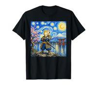 Ukiyo Samurai Japonés Shiba Inu Fuji Van Gogh Starry Night Camiseta gráfica económica