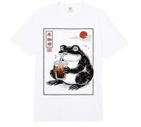 Ukiyoe Iced Coffee Frog Japanese Line Art Funny Ice Coffee Comfort Colors Adult Heavyweight T-Shirt
