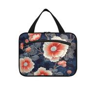 Ukiyoe - Kit de aseo colgante para hombre, diseño de malvavisco con purpurina, azul oscuro, rojo, dorado, con gancho, diseño impermeable para mujeres, maletín de viaje para maquillaje, L, Ukiyoe