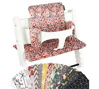 UKJE Cojín Compatible con Stokke Tripp Trapp - Cojín de Asiento Suave para Bebés y Niños Pequeños, Accesorio para Trona, Inserto de Tela de Algodón, Fácil de Instalar (Flores Rosa)