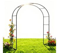 Ukkajovlex Arco para Plantas Trepadoras Y Rosas, Ancho De 80cm A 350cm，Arco Jardín De Metal, Arco De Boda Redondo，Enrejado De Arco De Jardín Inoxidable(Black,Width 350xHeight 220cm)