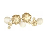 Ukkajovlex Arte De Pared De Metal 3D Decoración De Hoja De Loto, Hierro Hecho A Mano con Efecto Visual 3D, Ddecoracion Pared Salon Colgante De Pared Pintado De Oro para Casa Tienda(53x81cm)