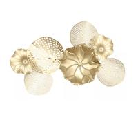 Ukkajovlex Arte De Pared De Metal 3D Decoración De Hoja De Loto, Hierro Hecho A Mano con Efecto Visual 3D, Ddecoracion Pared Salon Colgante De Pared Pintado De Oro para Casa Tienda(46x117cm)