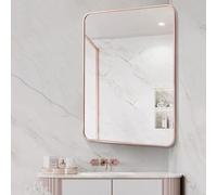 Ukkajovlex Espejo Giratorio 360 Esquina Baño 60x80 70x90 Espejo Pared Inclinable Rectangular Maquillaje con Brazo Telescópico Plegable Vidrio Seguridad(Pink,75x100cm/30x40in)