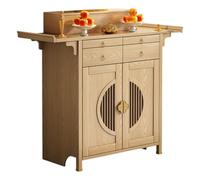 Ukkajovlex Mesa De Ofrendas Y Altar Compacto con Cajón Superficie De Meditación 78~168cm Altar Zen Neochino con Bandeja Extraíble, Estructura Roble(Natural,W:50.4 in (128 cm))