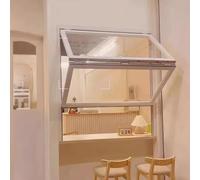 Ukkajovlex Ventana Plegable hacia Arriba For Cafetería,Ventana De Servicio Exterior Negra, Ventana Plegable Vertical con Manija Bloqueable, Ventana De Pasaje Comercial para Cocina(White,56cm x 71cm)