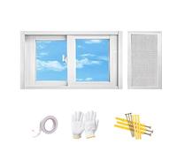 Ukkajovlex Ventanas correderas Ventana Corrediza Horizontal,Aluminio con Mosquitera Retirable, 56/61/66/71/76/81/86/91/97/102cm Negra para Caseta Sótano Gallinero Garaje Baño(White,64x36cm)