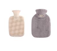 UKKO Bolsa Agua Caliente Botella De Agua Caliente De Invierno con Forro De PVC Grueso Y Cómoda Cubierta De Piel Artificial De Peluche Esponjosa-1800Ml - Dark Grey
