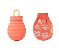 UKKO Bolsa agua caliente Botella De Agua Caliente De Silicona Horno De Microondas En Vivo Vivo Gel De Invierno Calentador De Calefacción Botella De Silicona Cubierta De Punto-Orange