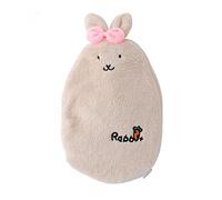 UKKO Bolsa agua caliente Mini Linda Botella De Agua Caliente Kawaii Botella De Agua Caliente Llena De Goma Portátil Reutilizable Reutilizable Hand Warmer Warmer-Beige