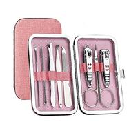 UKKO Cortauñas 8Pcs Stickers De Uñas De Acero Inoxidable Conjunto Traje De Tijeras Profesionales con Trimmer De Caja De Aseo Kits De Cortador De Manicura