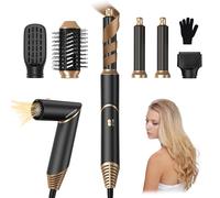 UKLISS Cepillo Secador de Pelo- 5 en 1 Cepillo de Aire Caliente Peinador con Rizador Automático, Thermal Brush, Secado Rápido, Moldeador Pelo Voluminizador- Rizos, Volumen, Alisado y Secado (Negro)