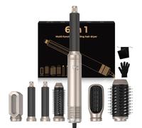 UKLISS Cepillo Secador de Pelo- 6 en 1 Cepillo de Aire Caliente Peinador con Rizador Automático, Thermal Brush, Secado Rápido, Moldeador Pelo Voluminizador- Rizos, Volumen, Alisado y Secado (Dorado)
