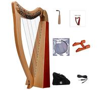 UKLULUAMZ Arpa de lira de 19 cuerdas, arpa celta irlandesa de llave cromática con bolsa duradera, llave de afinación, cuerdas adicionales y marco de soporte (pastilla incluida)
