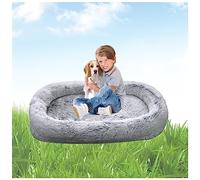 UKLULUAMZ Cama gigante para perros con forma de dona, cama calmante para perros, camas gigantes esponjosas, para que te duermas con funda extraíble lavable, base antideslizante (gris, 175 cm)