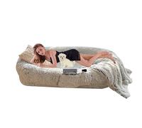 UKLULUAMZ Cama para perros humanos para adultos y amigos peludos, cama ortopédica para perros, cama cálida y cómoda para perros de tamaño humano, cama gigante para humanos y mascotas (marrón, 160 cm)